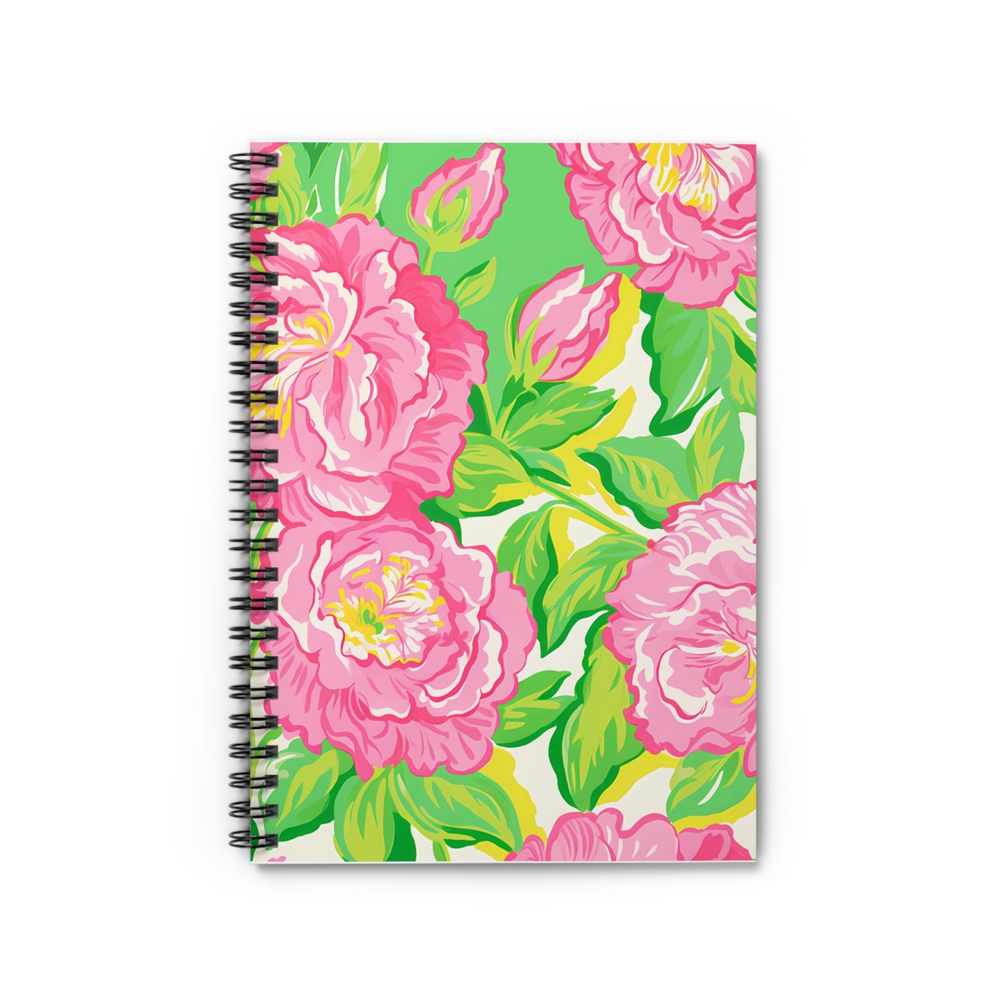 Pink Floral Preppy Spiral Notebook - Ruled Line