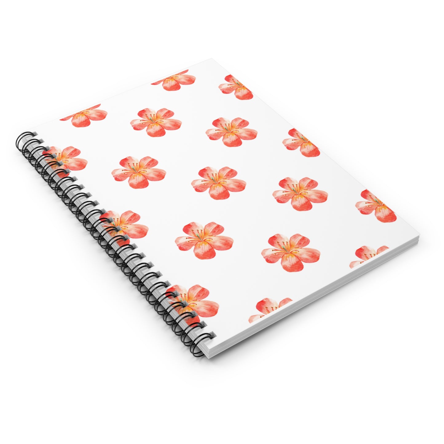 Orange Flower Spiral Notebook - Ruled Line