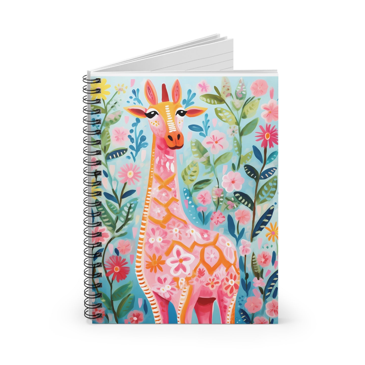 Watercolor MultiColor Giraffe Spiral Notebook - Ruled Line
