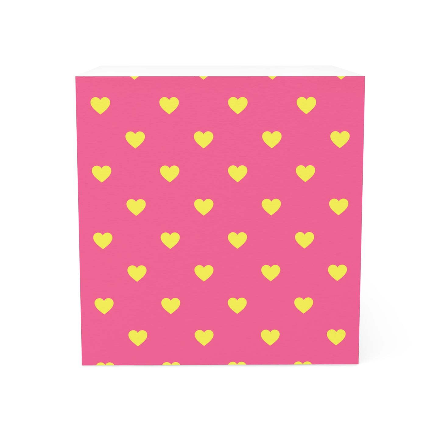 Pink and Yellow Heart Note Cube