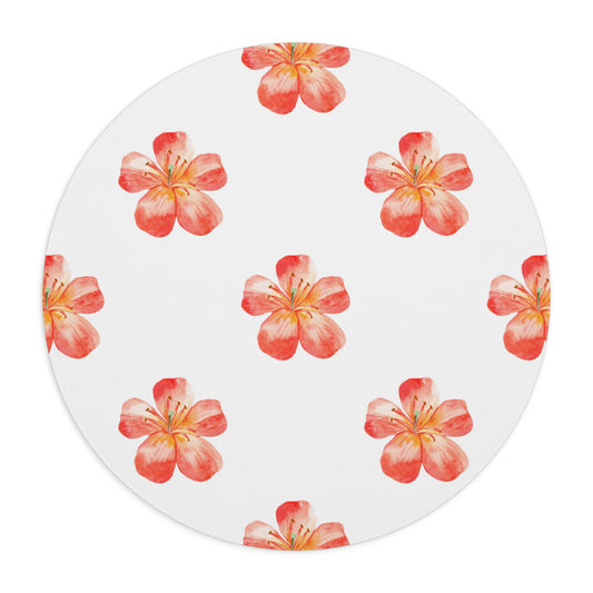 Orange Floral Mouse Pad