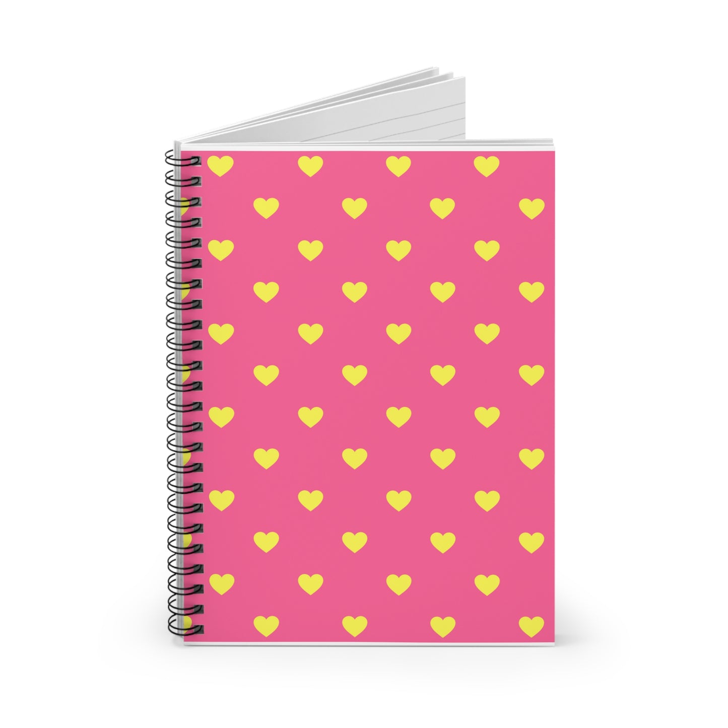 Pink and Yellow Heart Spiral Notebook - Ruled Line