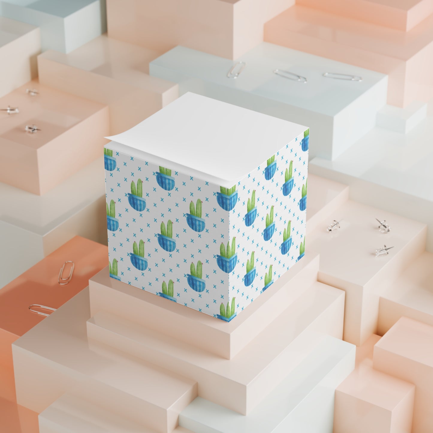 Blue Cactus Note Cube