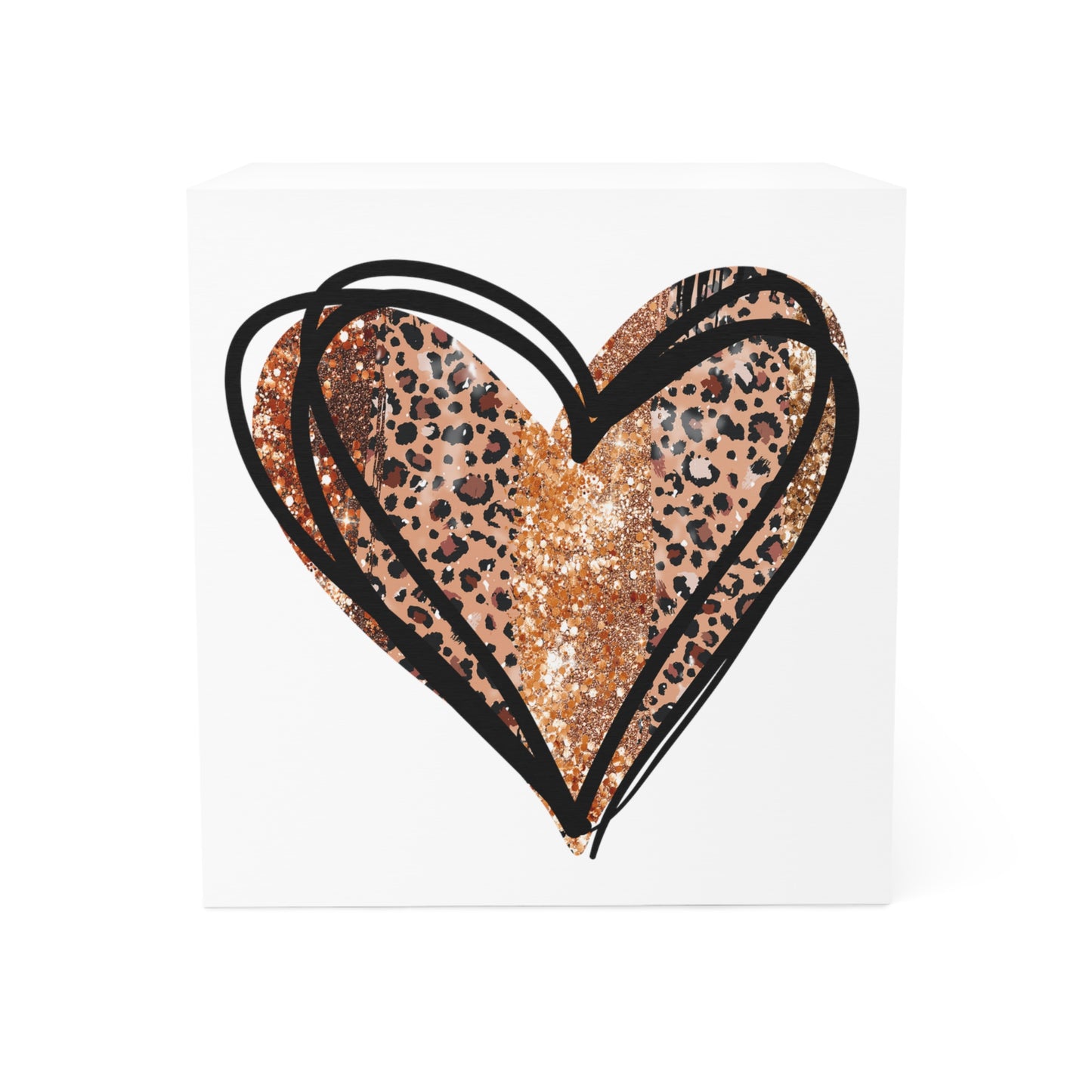 Leopard Heart Note Cube