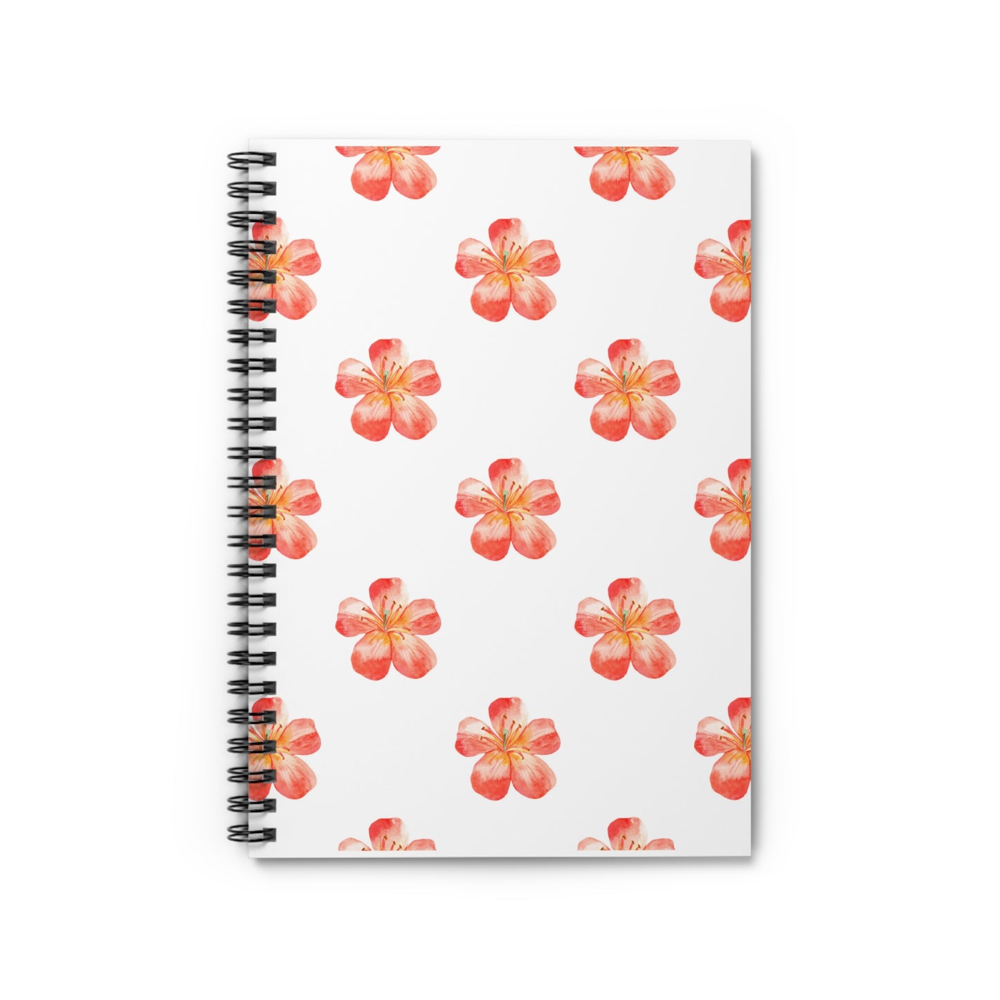 Orange Flower Spiral Notebook - Ruled Line