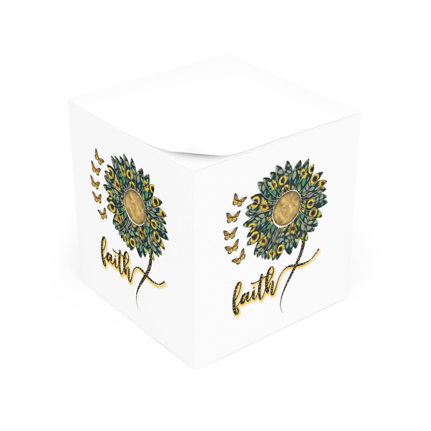 Faith Sunflower Note Cube