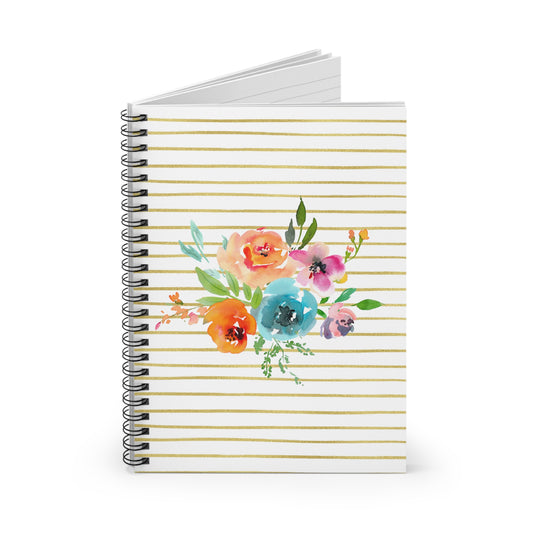 Watercolor Floral Bouquet Spiral Notebook - Ruled Line