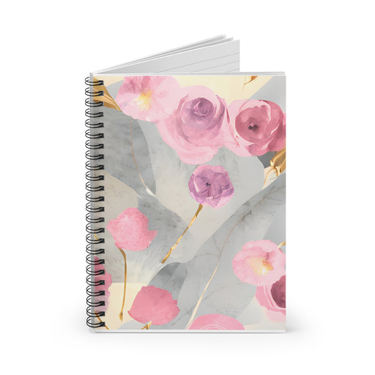 WaterColor Floral Light Purple Boho Spiral Notebook - Ruled Line