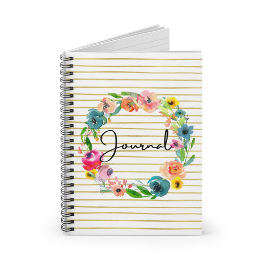 Floral Wreath Spiral Notebook - Ruled Line