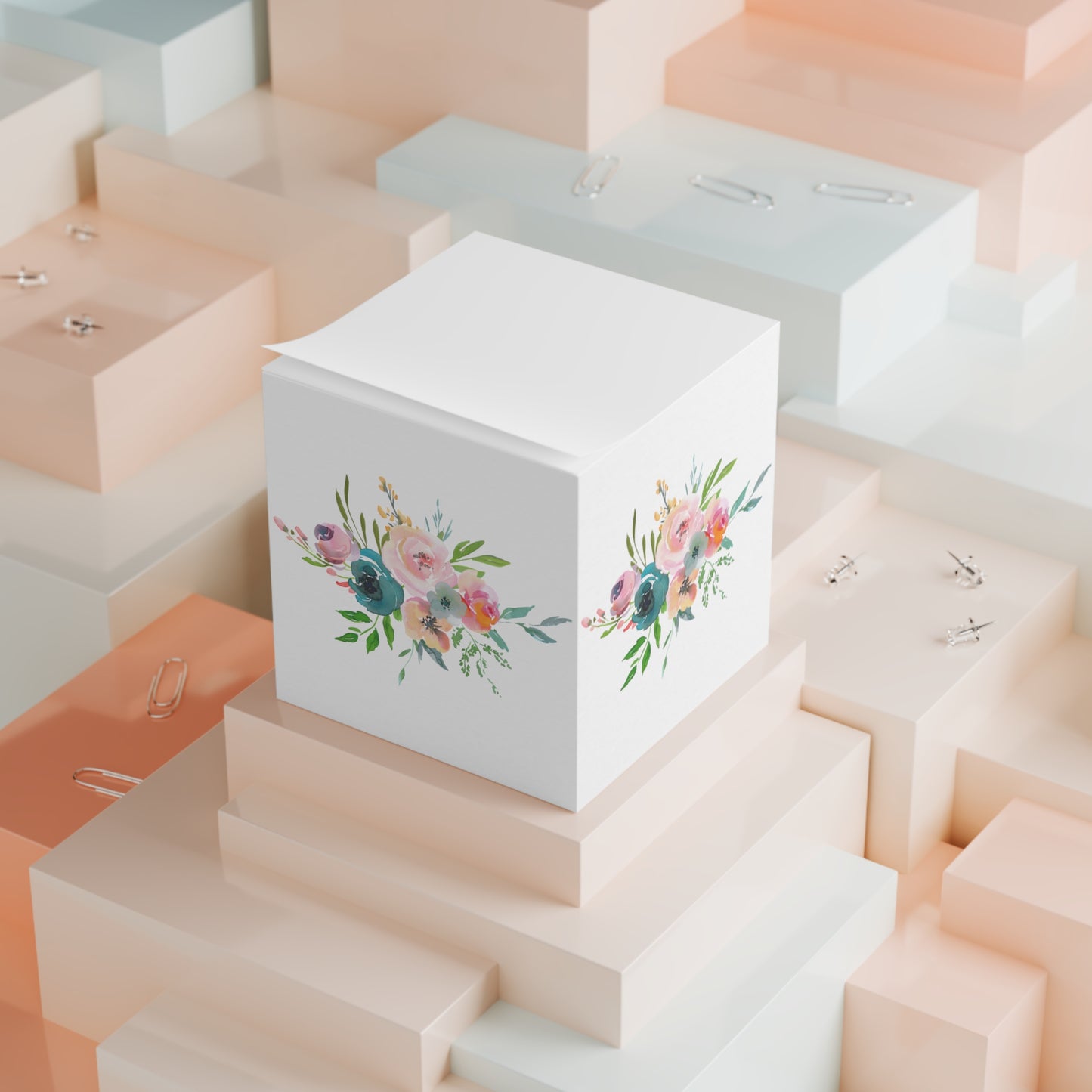 Light Floral Bouquet Note Cube
