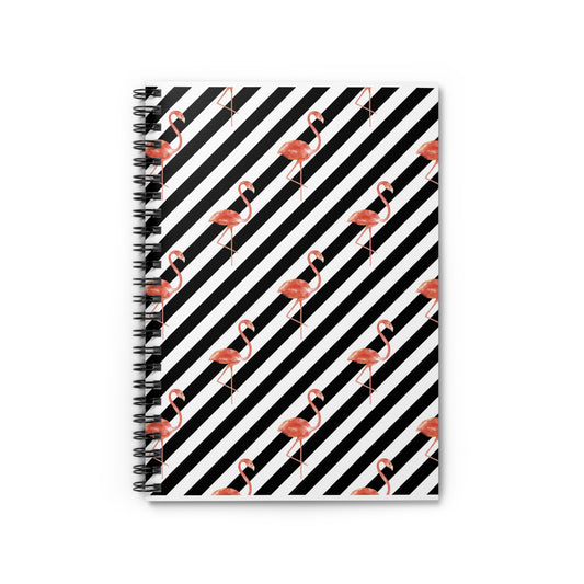 Flamingo Stripe Spiral Notebook - Ruled Line