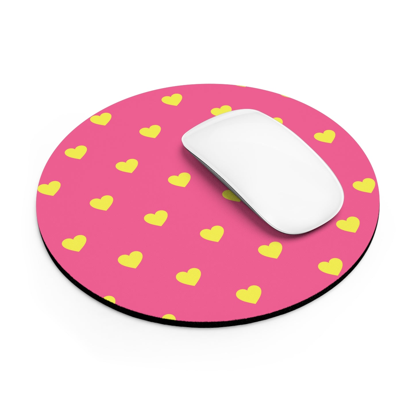 Pink and Yellow Heart Mouse Pad