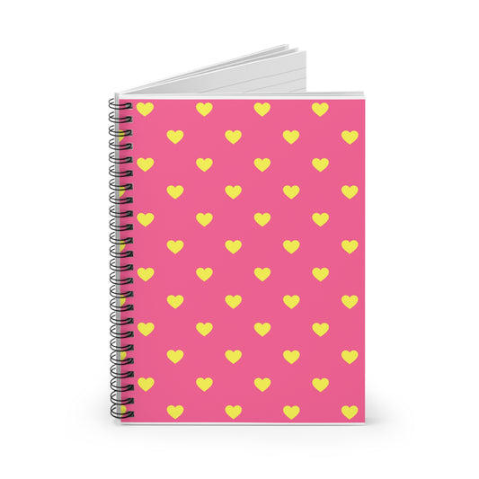 Pink and Yellow Heart Spiral Notebook - Ruled Line
