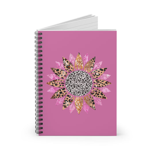 Sunflower Spiral Notebook - Ruled Line- Pink