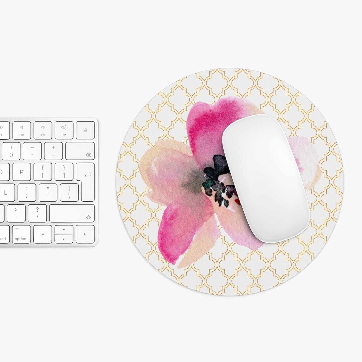 Pink Floral with Gold Mouse Pad