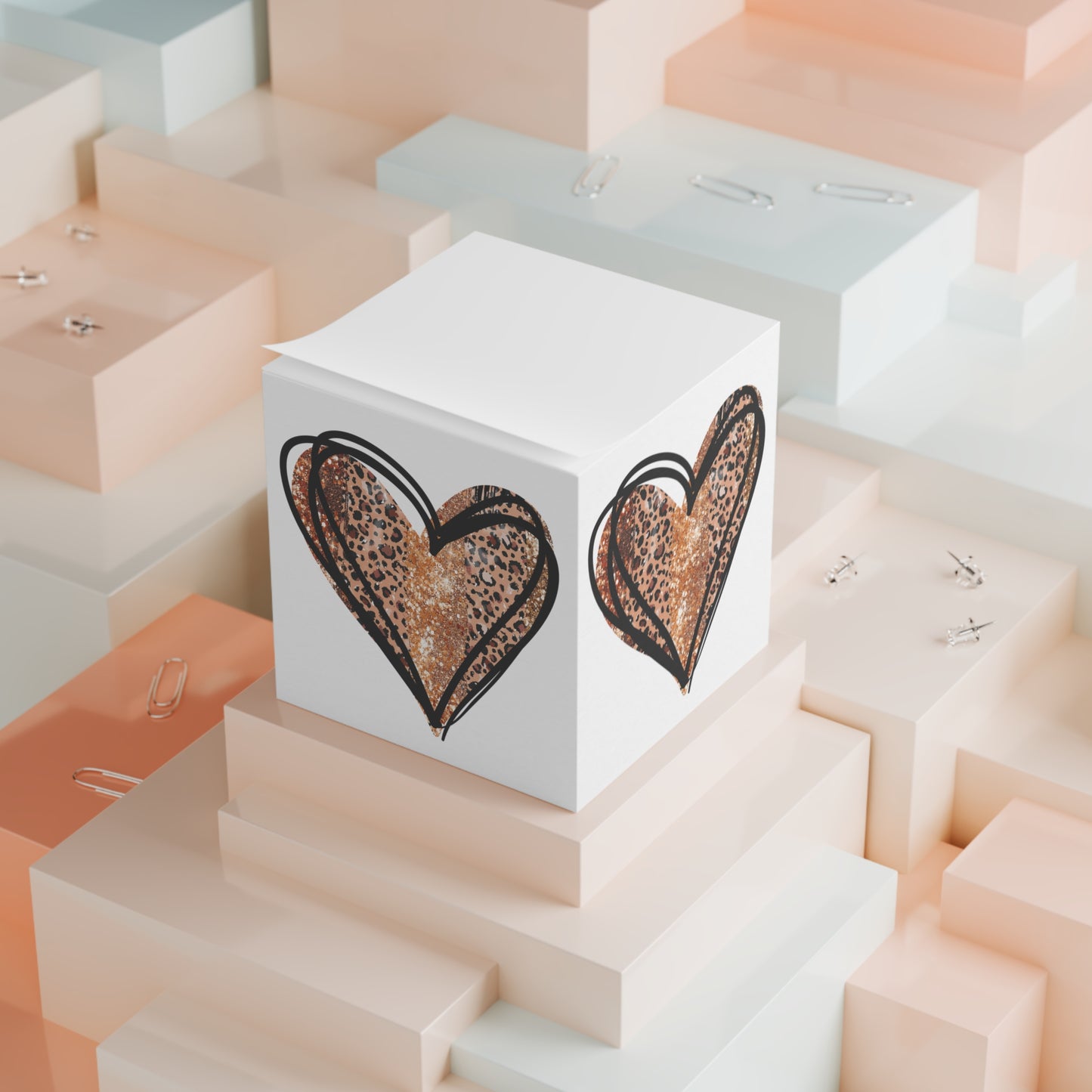 Leopard Heart Note Cube