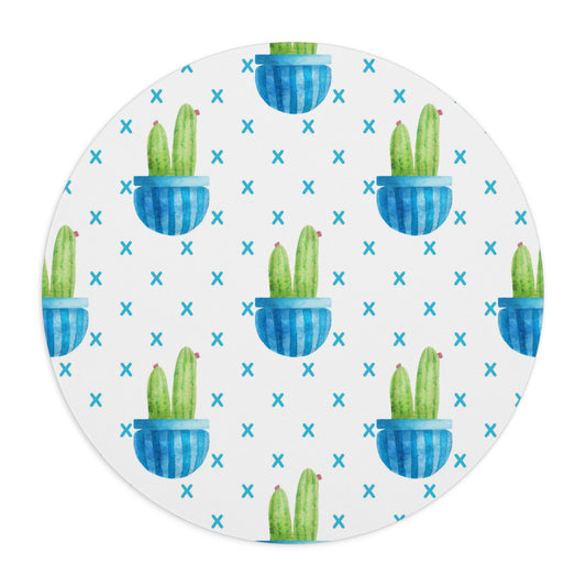 Blue Cactus Mouse Pad