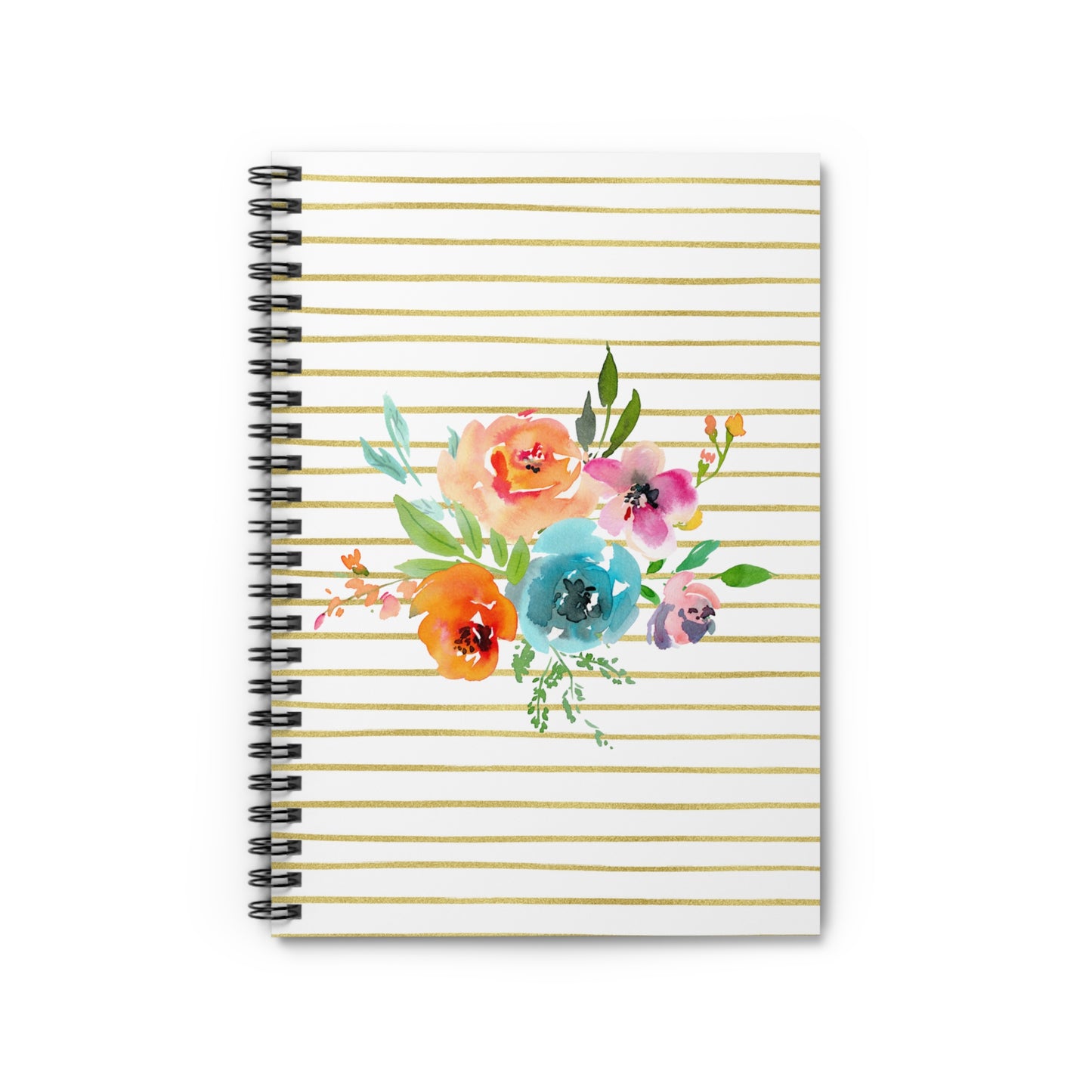 Watercolor Floral Bouquet Spiral Notebook - Ruled Line