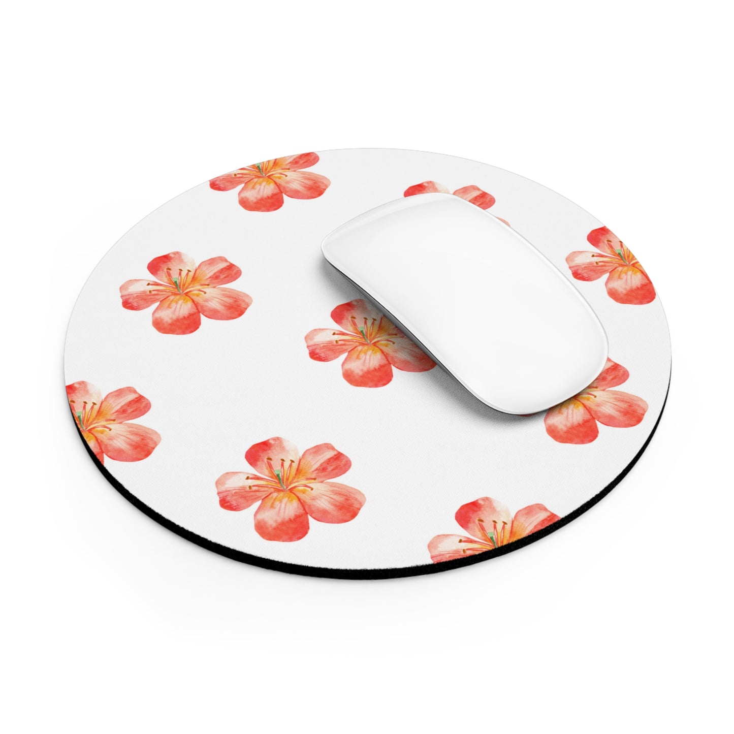 Orange Floral Mouse Pad