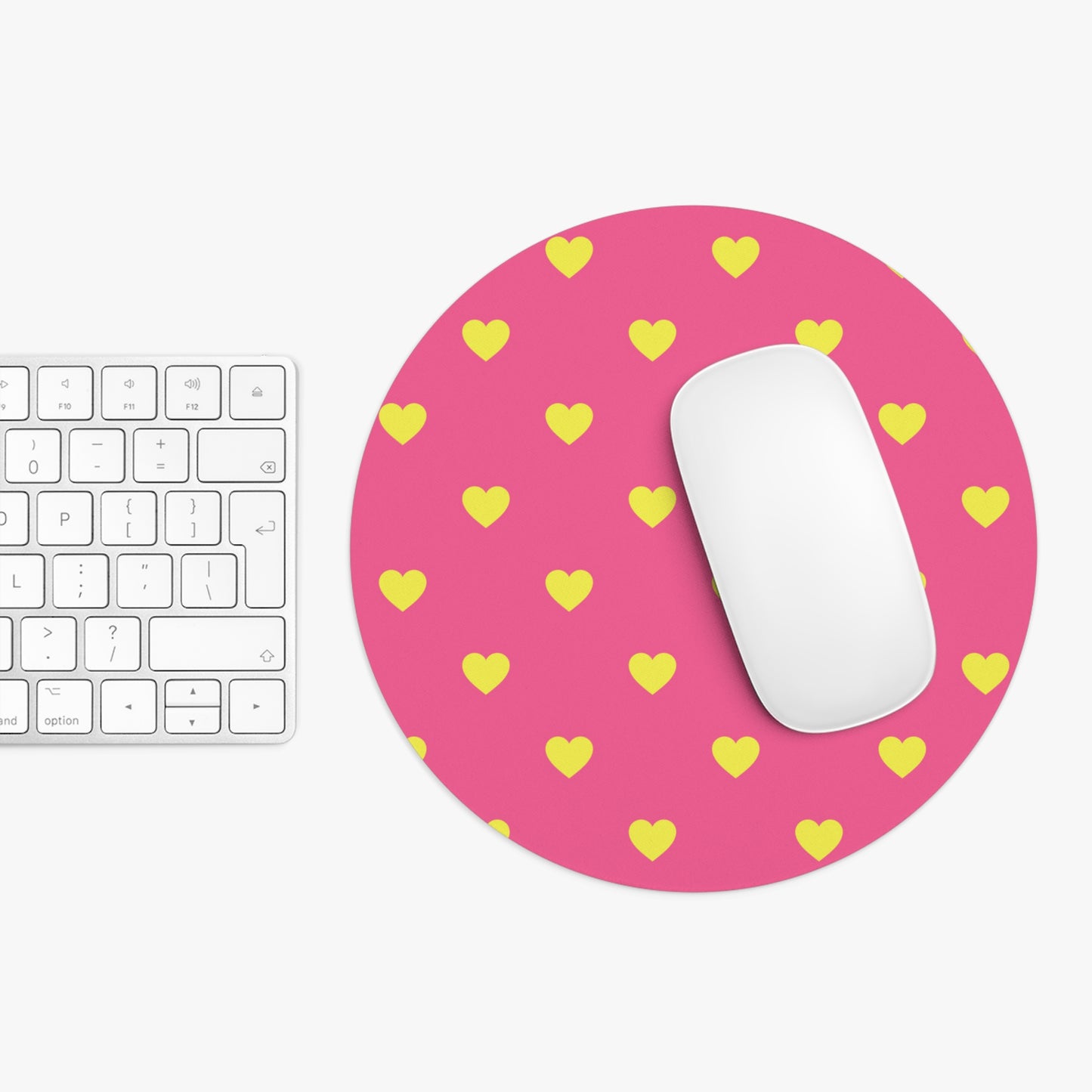 Pink and Yellow Heart Mouse Pad