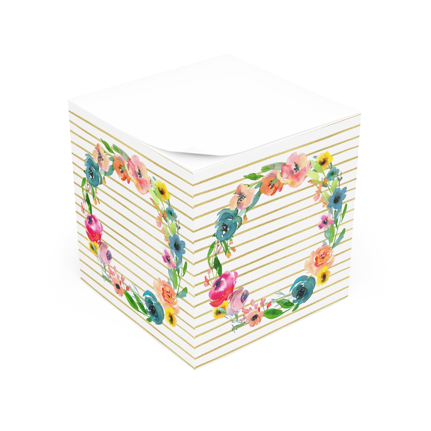 Floral Wreath Gold Note Cube
