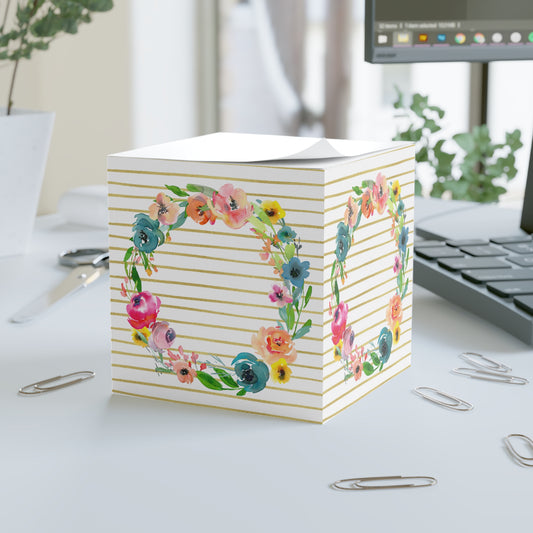 Floral Wreath Gold Note Cube