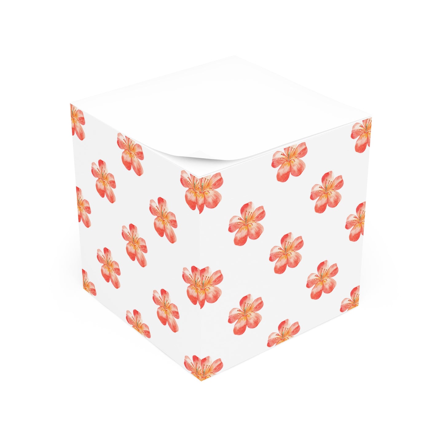 Orange Floral Note Cube