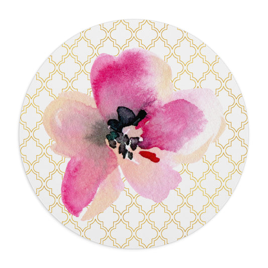 Pink Floral with Gold Mouse Pad