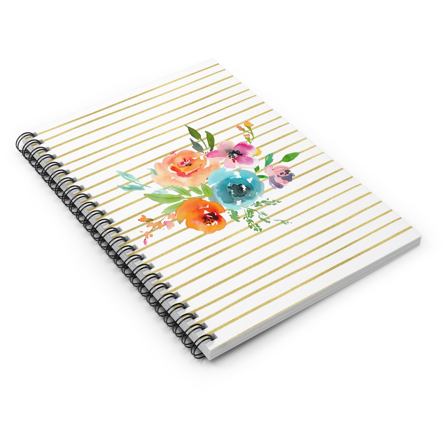 Watercolor Floral Bouquet Spiral Notebook - Ruled Line