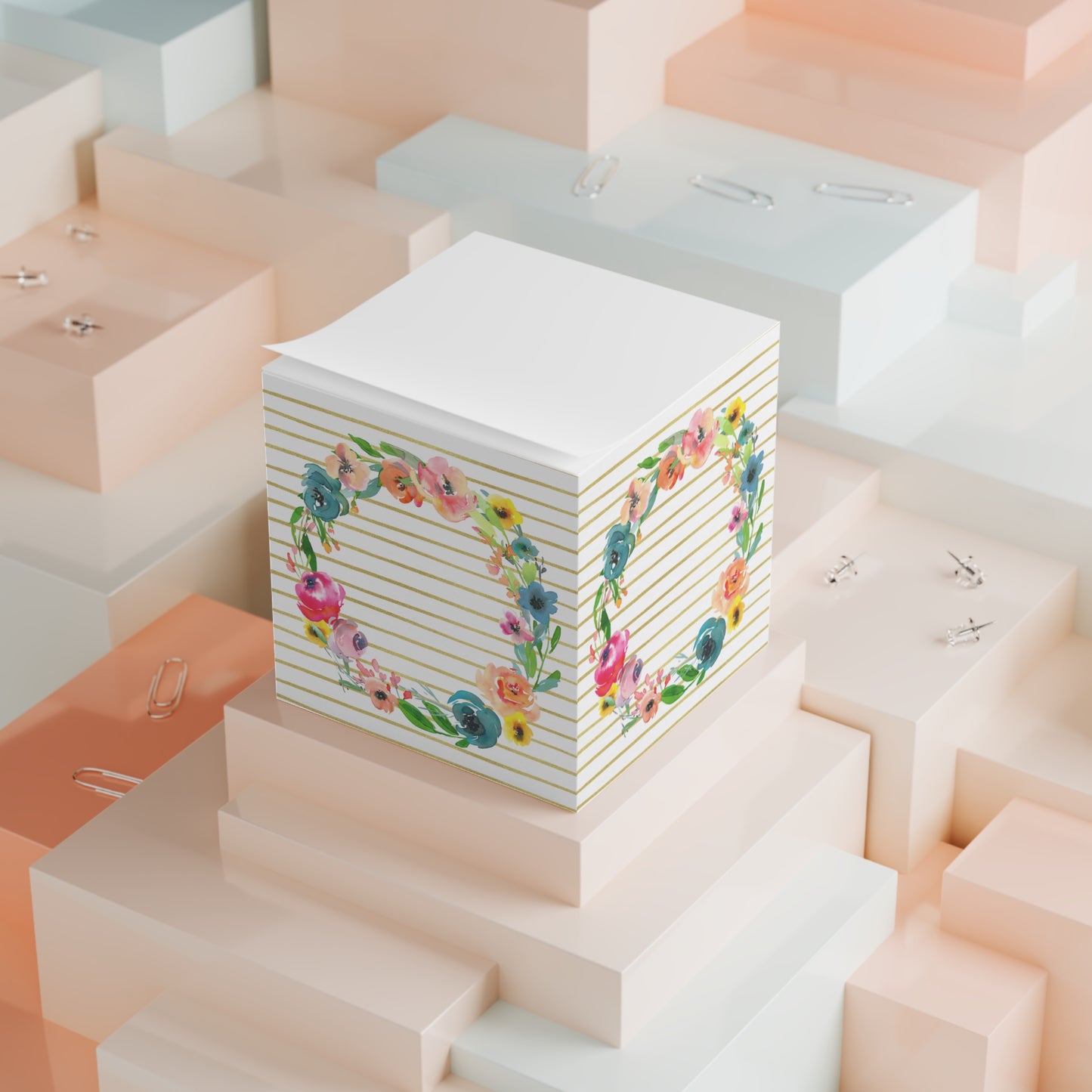 Floral Wreath Gold Note Cube