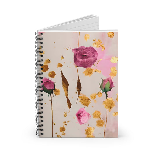 Boho Pink Rose Watercolor Spiral Notebook - Ruled Line