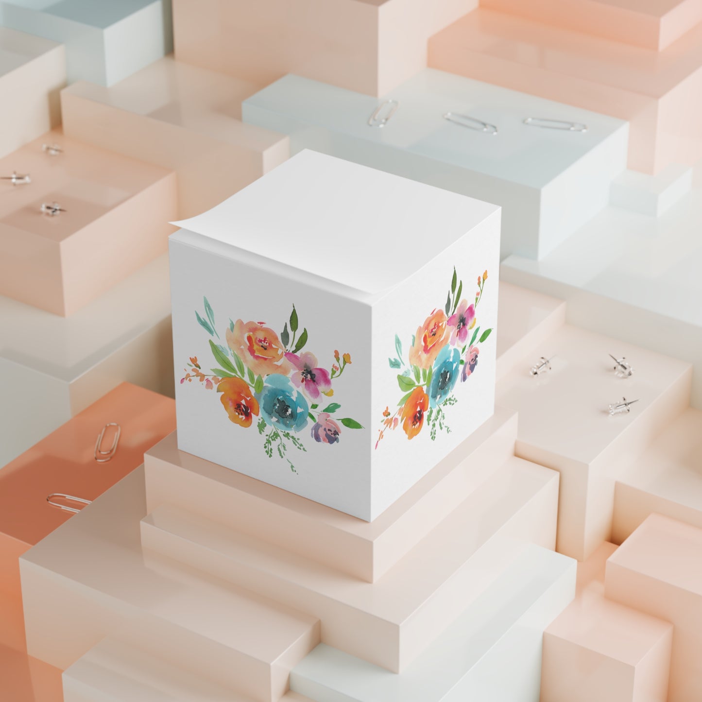 Bright Floral Bouquet Note Cube