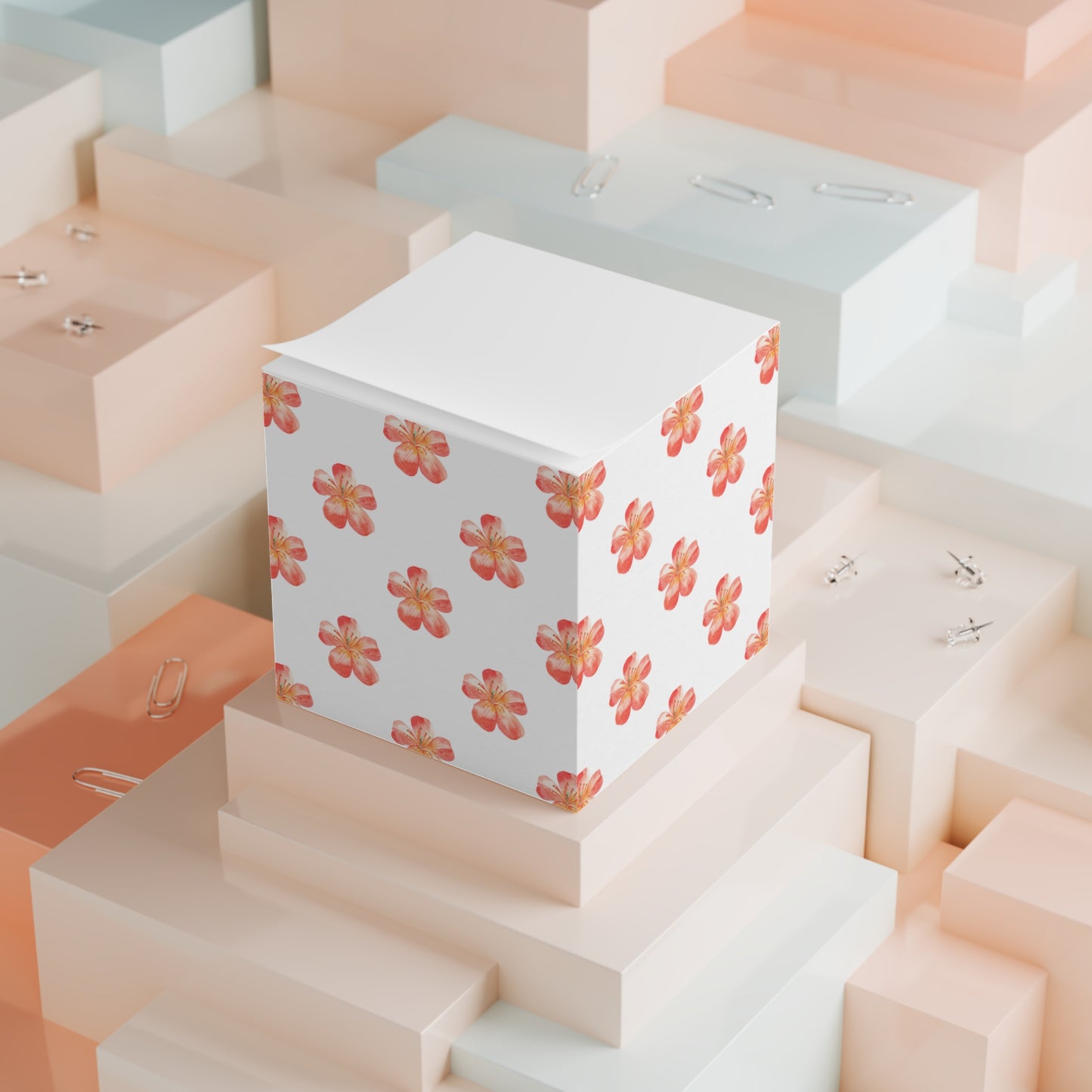 Orange Floral Note Cube