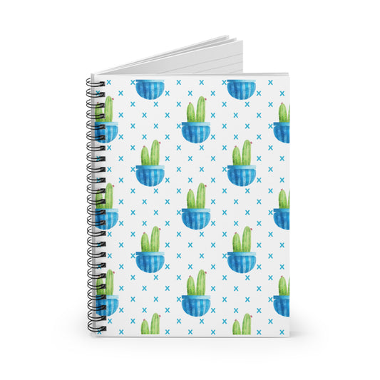 Potted Cactus Print Spiral Notebook - Ruled Line