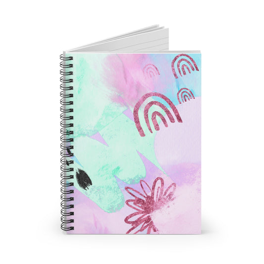 Abstract Retro 2 Watercolor Spiral Notebook - Ruled Line