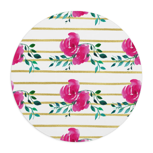 Pink Floral Lined Mouse Pad