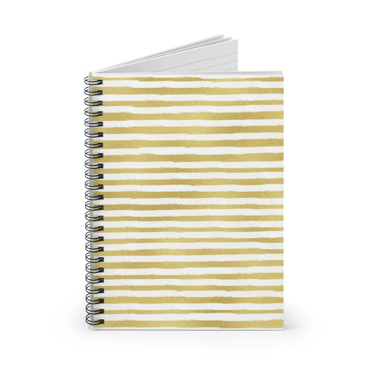 Gold Striped Spiral Notebook - Ruled Line