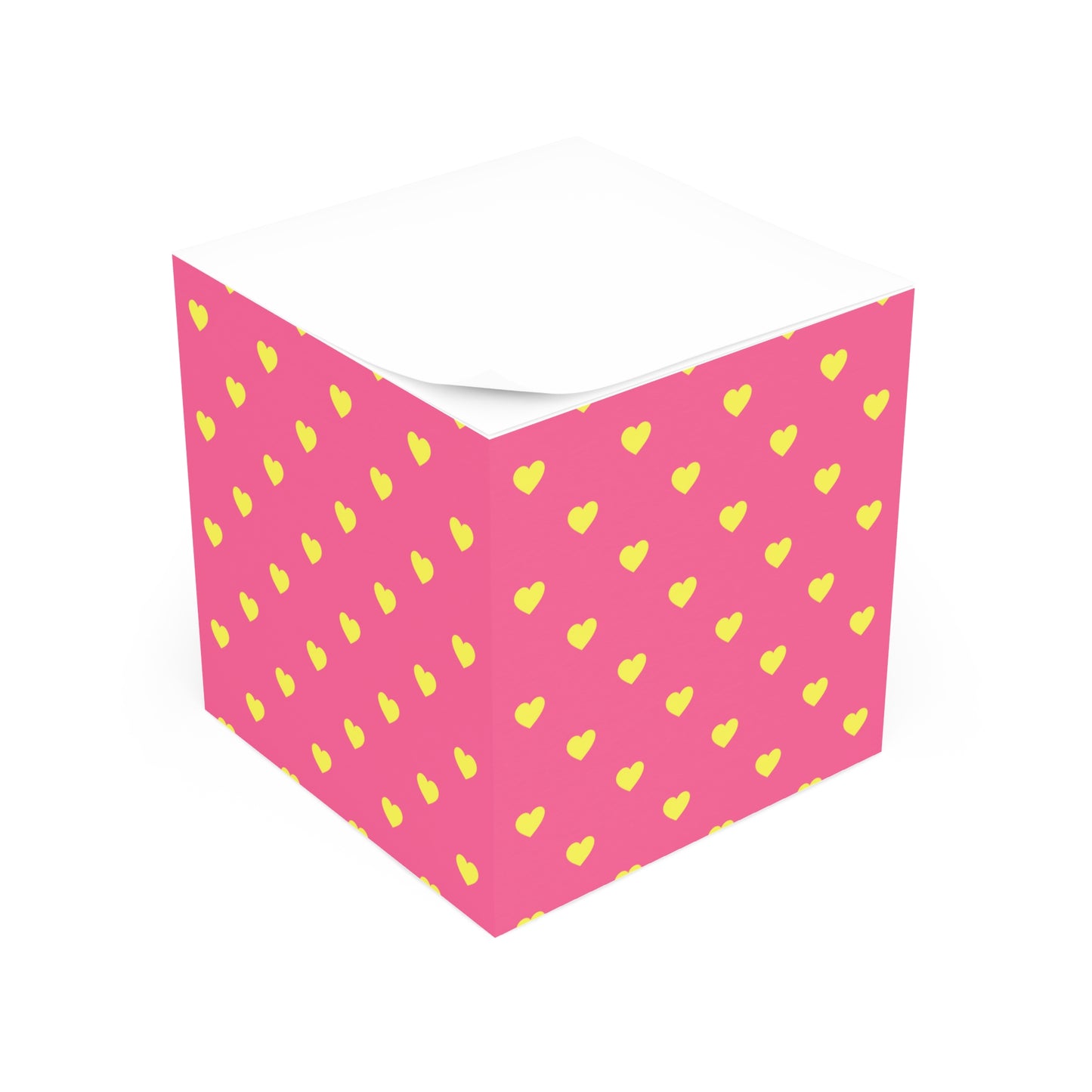 Pink and Yellow Heart Note Cube