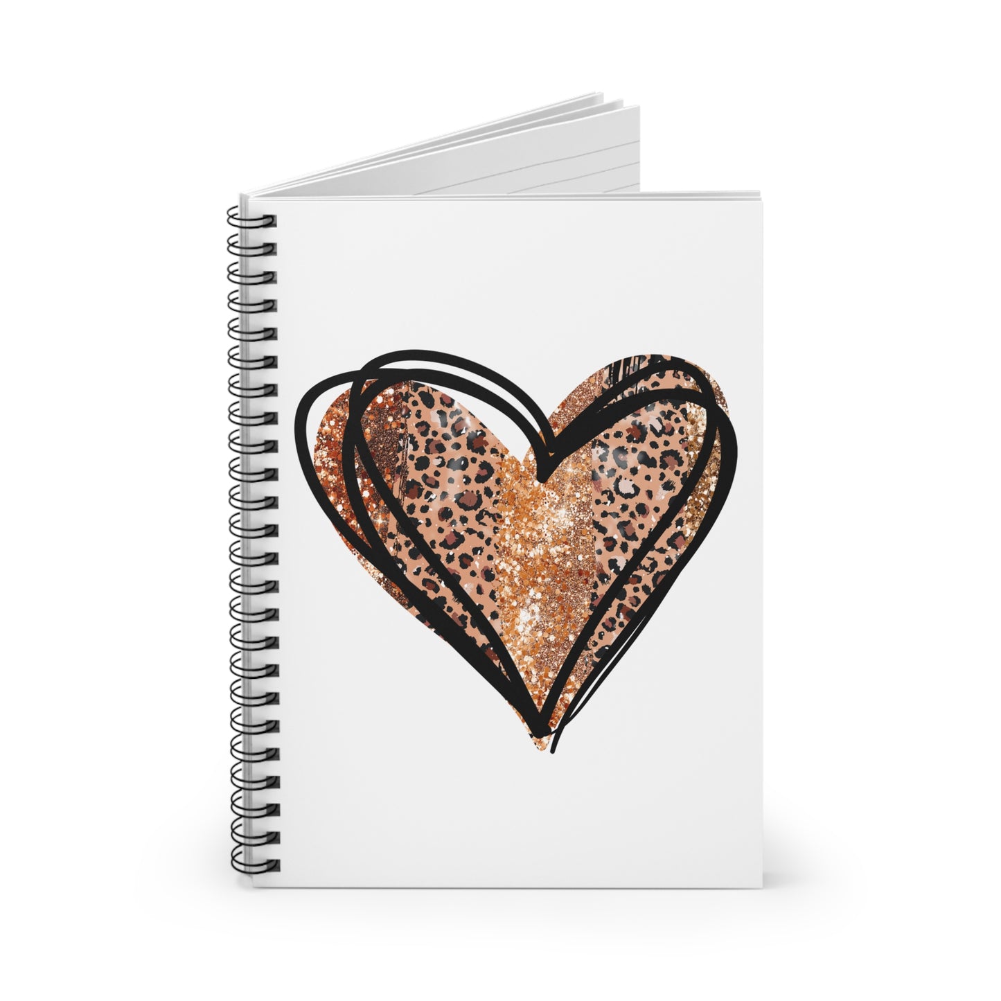 Leopard Heart Spiral Notebook - Ruled Line
