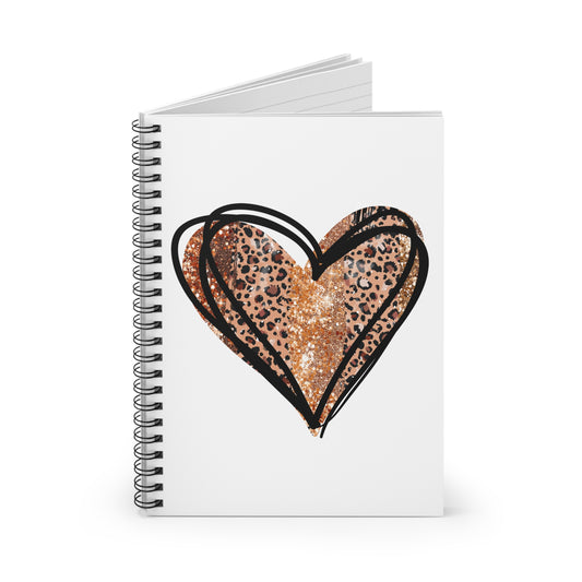 Leopard Heart Spiral Notebook - Ruled Line
