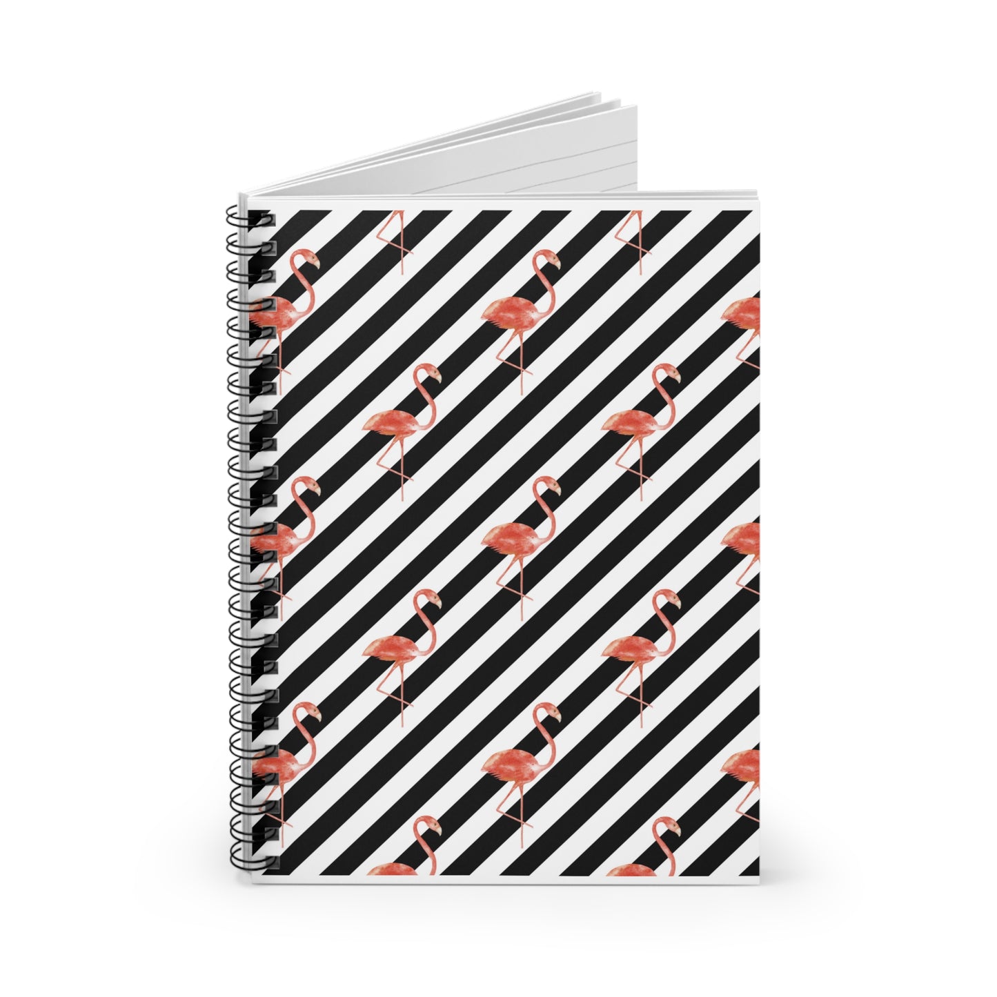 Flamingo Stripe Spiral Notebook - Ruled Line
