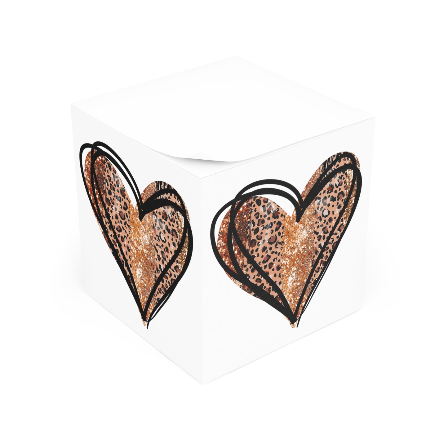 Leopard Heart Note Cube