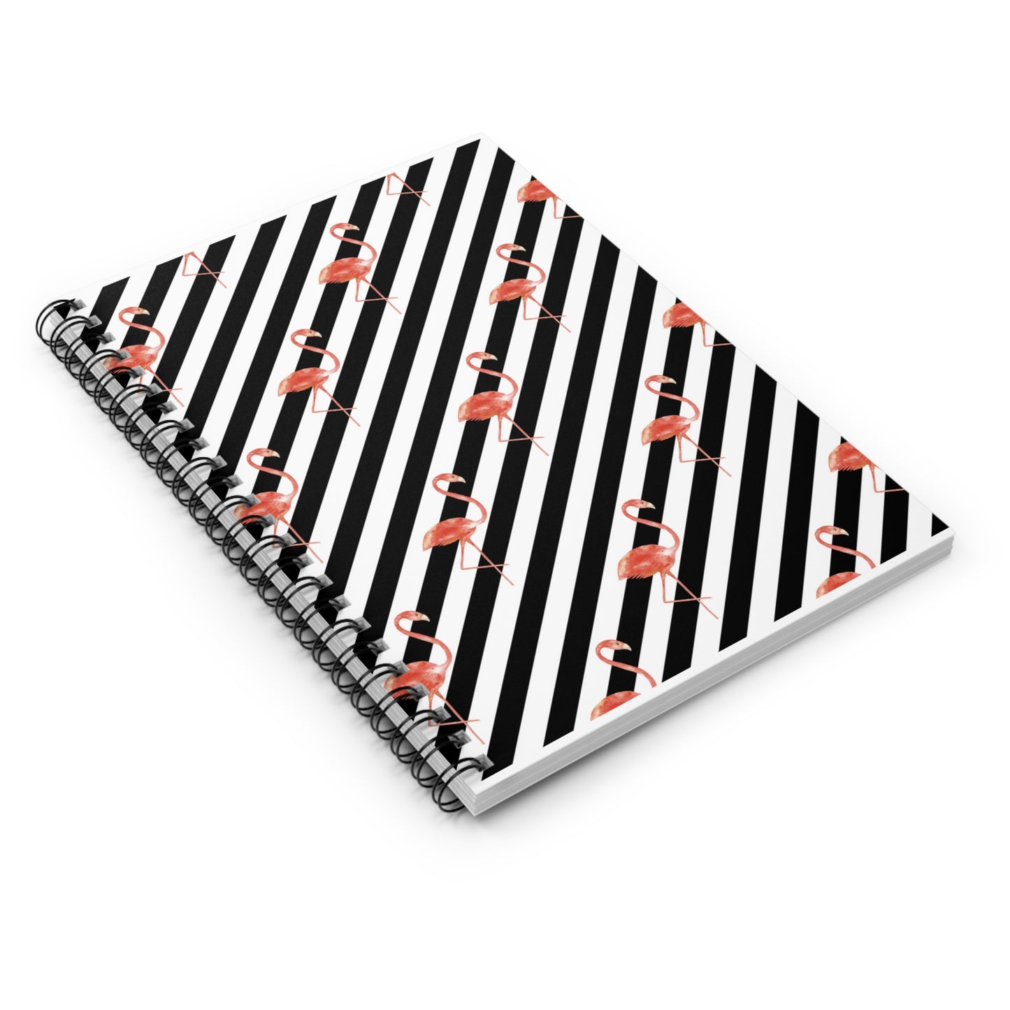 Flamingo Stripe Spiral Notebook - Ruled Line