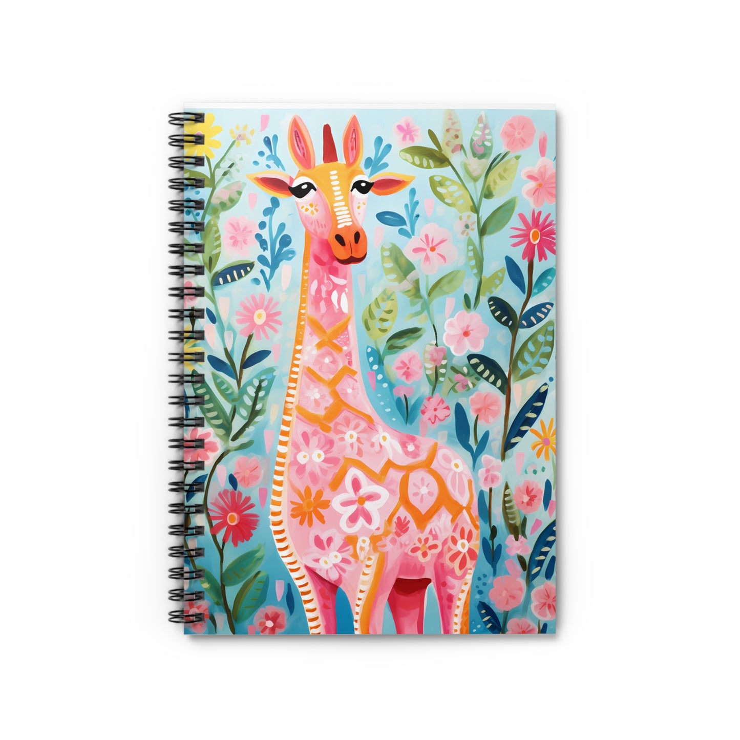 Watercolor MultiColor Giraffe Spiral Notebook - Ruled Line