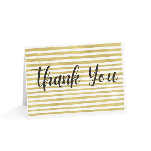 Gold Striped Thank you Cards (1, 10, 30, and 50pcs)