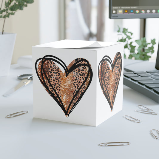Leopard Heart Note Cube