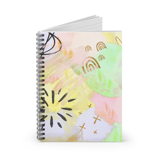 Abstract Retro 3 Watercolor Spiral Notebook - Ruled Line