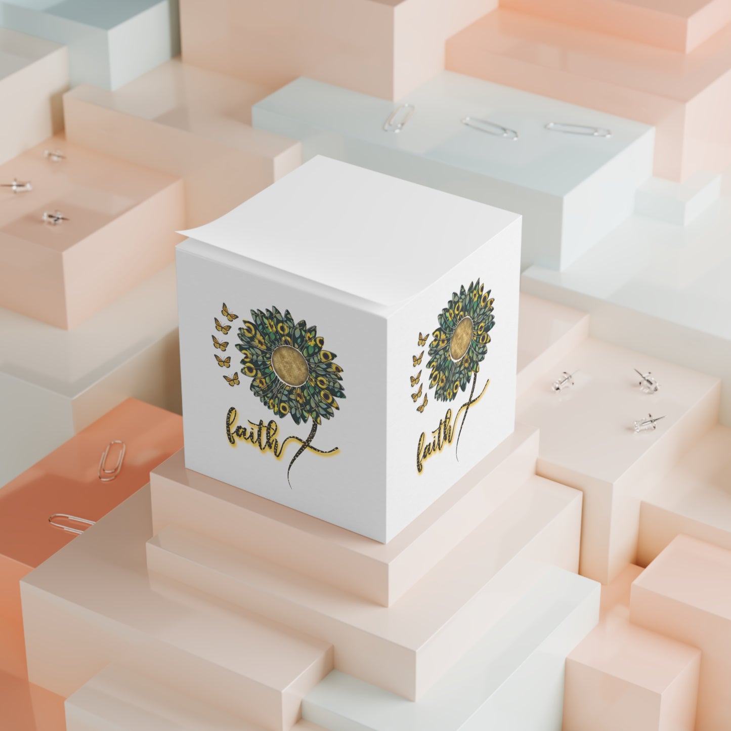 Faith Sunflower Note Cube