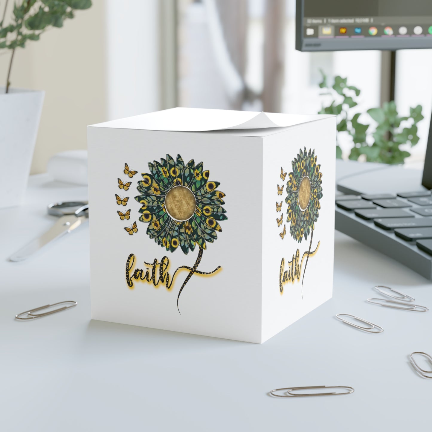 Faith Sunflower Note Cube