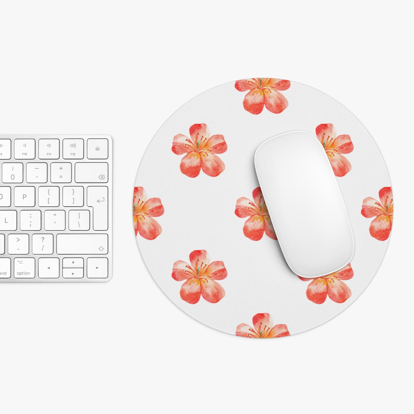 Orange Floral Mouse Pad